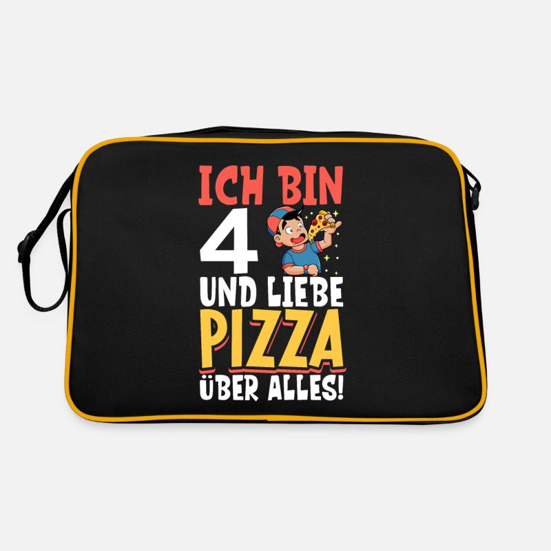 Ich bin 4 - Jungen Pizza Retro Tasche