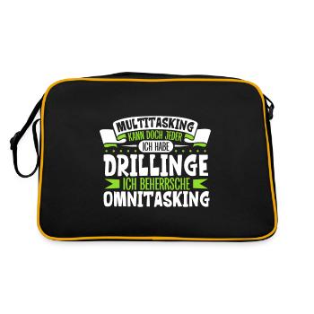 Multitasking kann jeder - Vater von Drillingen - Retro Tasche - Schwarz/Gold - Hinten