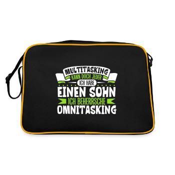 Multitasking kann jeder - Vater und Sohn - Retro Tasche - Schwarz/Gold - Hinten