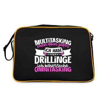 Multitasking kann jeder - Mutter von Drillingen - Retro Tasche - Schwarz/Gold - Hinten