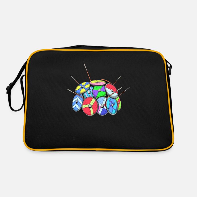 Wikinger Schildwall - Retro Tasche - Schwarz/Gold