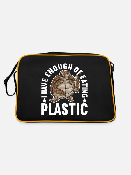 Angry Turtle - Retro Tasche - Schwarz/Gold - Hinten