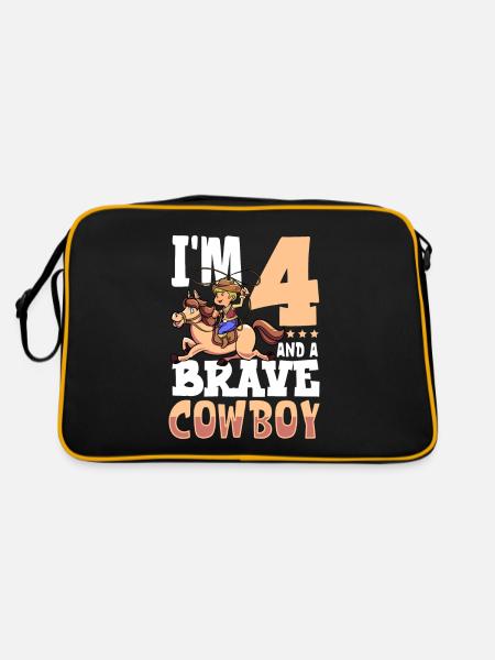 I'm 4 - Boy Cowboy - Retro Bag - black/gold - Back