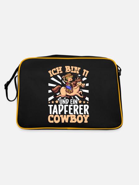 Ich bin 11 - Jungen Cowboy - Retro Tasche - Schwarz/Gold