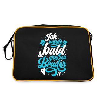 Ich werde bald großer Bruder - Retro Tasche - Schwarz/Gold - Hinten