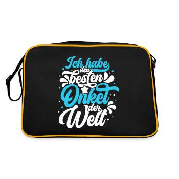 Ich habe den besten Onkel der Welt - bester Onkel - Retro Tasche - Schwarz/Gold - Hinten