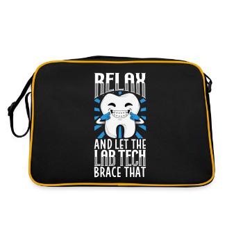 Zahnspangen herstellen - Zahntechniker - Retro Tasche - Schwarz/Gold - Hinten