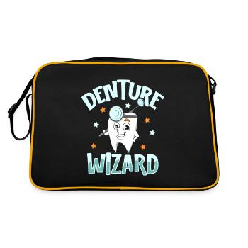 Gebiss Zauberer - Zahnarzt - Retro Tasche - Schwarz/Gold - Hinten