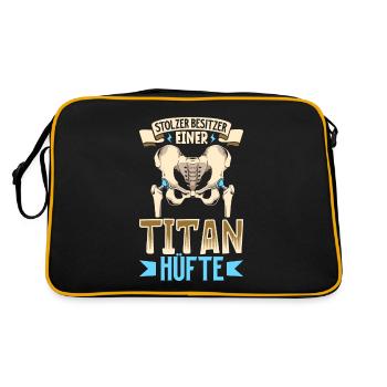 Stolzer Besitzer einer Titan Hüfte - Neue Hüfte - Retro Tasche - Schwarz/Gold - Hinten