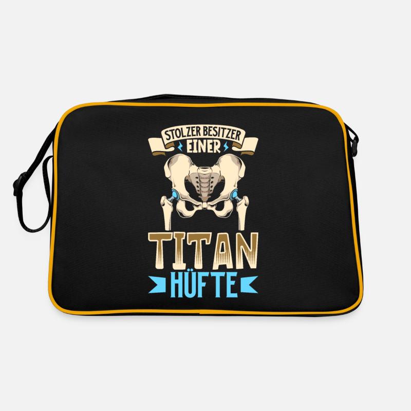 Stolzer Besitzer einer Titan Hüfte - Neue Hüfte - Retro Tasche - Schwarz/Gold