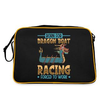 Born for Dragon Boat Racing - Drachenboot - Retro Tasche - Schwarz/Gold - Hinten