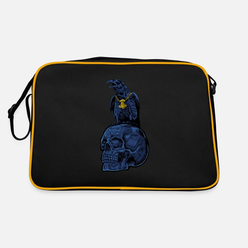 Gothic raven with Mjölnir on skull - Gothic Retro Bag
