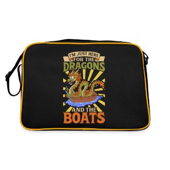 Nur hier für die Drachen und die Boote - Drachenbo - Retro Tasche - Schwarz/Gold - Hinten
