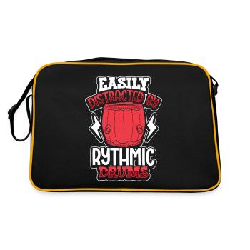 Abgelenkt durch rythmisches Trommeln - Drachenboot - Retro Tasche - Schwarz/Gold - Hinten