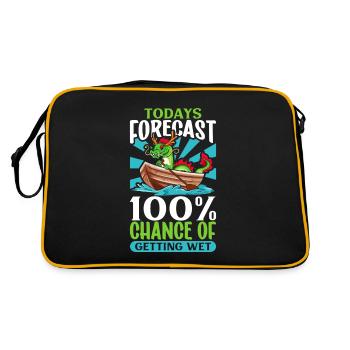 Heute wird es nass - Drachenboot - Retro Tasche - Schwarz/Gold - Hinten
