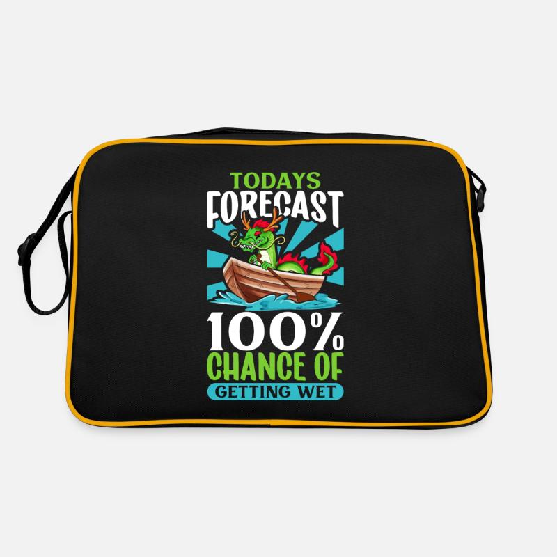 Heute wird es nass - Drachenboot - Retro Tasche - Schwarz/Gold