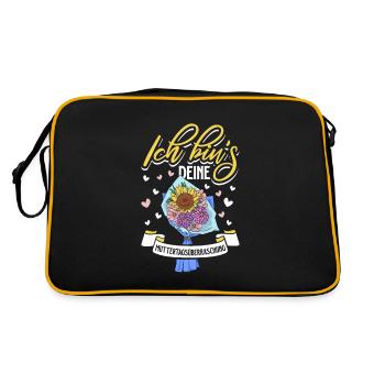 Mit Blumen - Überraschung zum Muttertag - Retro Tasche - Schwarz/Gold - Hinten
