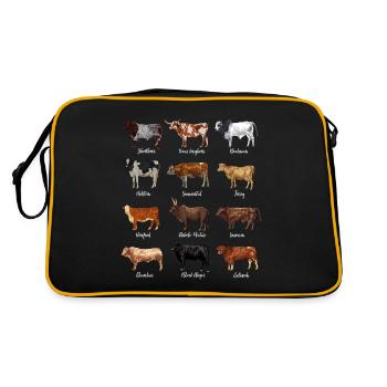 Dessins de bovins - motif de vache - Sac Retro - noir/or - Dos