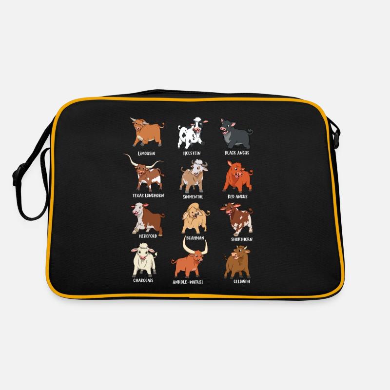Verschiedene Kawaii Kühe Retro Tasche