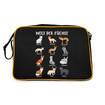 Verschiedene Fuchsarten - Welt der Füchse - Retro Tasche - Schwarz/Gold - Hinten