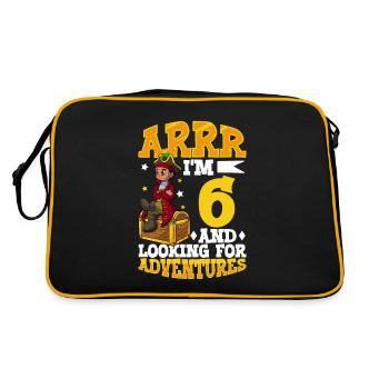 Ich bin 6 - Jungen Pirat - Retro Tasche - Schwarz/Gold - Hinten