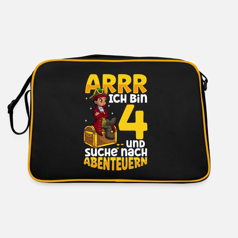 Ich bin 4 - Jungen Pirat Retro Tasche