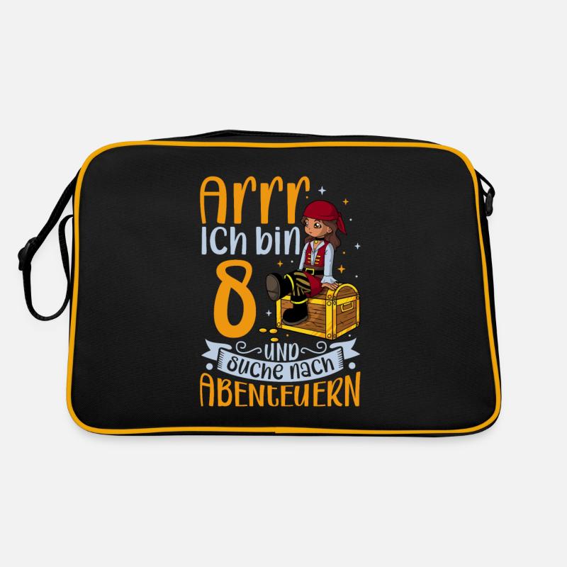 Ich bin 8 - Mädchen Pirat Retro Tasche