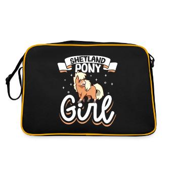 Shetland Pony Girl - Retro Tasche - Schwarz/Gold - Hinten