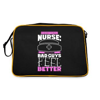 Pflege für böse Jungs - Pflegekraft im Vollzug - Retro Tasche - Schwarz/Gold - Hinten