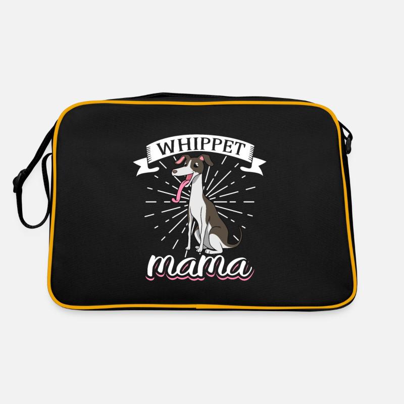 Whippet Mama - Whippet - Retro Tasche - Schwarz/Gold