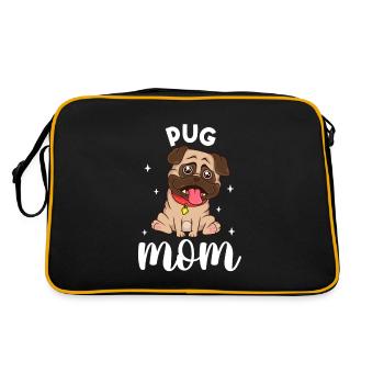 Pug Mom - Mops - Retro Bag - black/gold - Back
