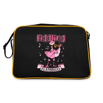 Fiddling Flamingo - Flamingo on the violin - Retro Bag - black/gold - Back