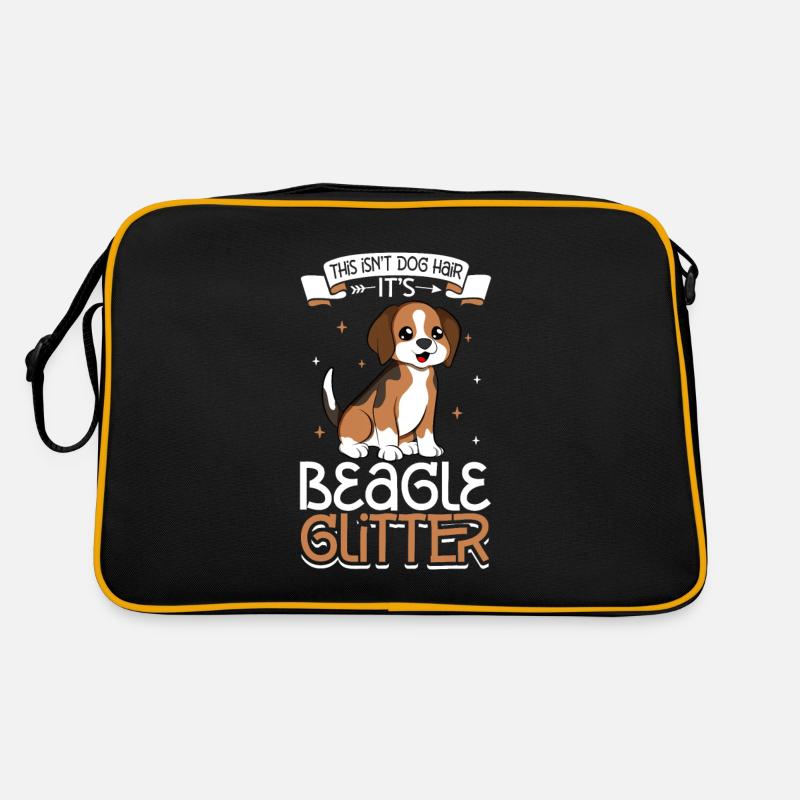 Beagle Glitzer - Retro Tasche - Schwarz/Gold