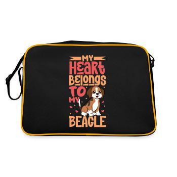 Hundeliebe - Beagle - Retro Tasche - Schwarz/Gold - Hinten