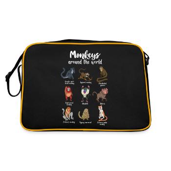 De nombreuses espèces de singes - singes du monde - Sac Retro - noir/or - Dos