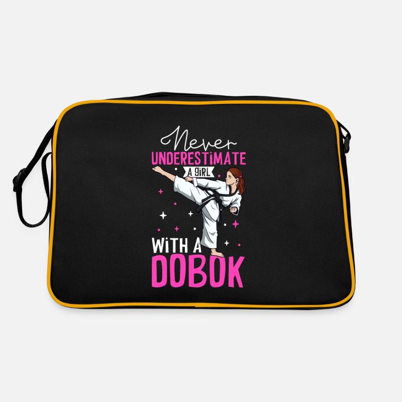Unterschätze niemals ein Mädchen im Hapkido - Retro Tasche - Schwarz/Gold