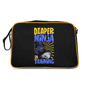 Windel Ninja - Windelwechseln - Retro Tasche - Schwarz/Gold - Hinten
