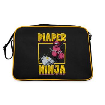 Windel Ninja - Baby wickeln - Retro Tasche - Schwarz/Gold - Hinten