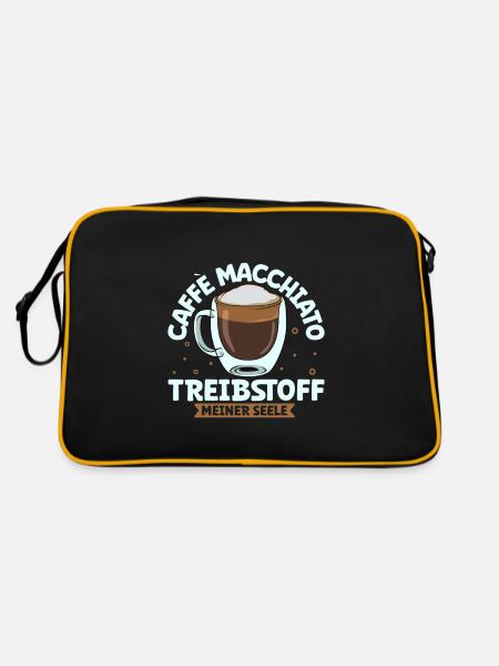 Mein Treibstoff ist Caffè macchiato - Retro Tasche - Schwarz/Gold - Hinten