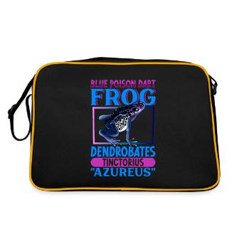 Blauer Pfeilgiftfrosch - Retro Tasche - Schwarz/Gold - Hinten