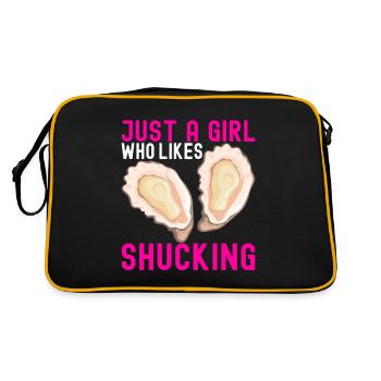 Austern Austernliebhaber - Retro Tasche - Schwarz/Gold - Hinten