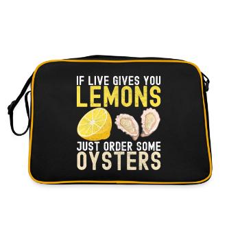 Austern Austernliebhaber - Retro Tasche - Schwarz/Gold - Hinten