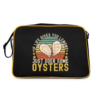 Austern Austernliebhaber - Retro Tasche - Schwarz/Gold - Hinten