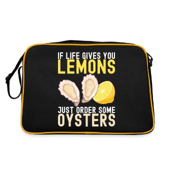 Austern Austernliebhaber - Retro Tasche - Schwarz/Gold - Hinten
