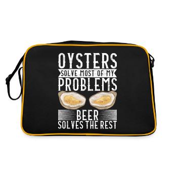 Austern Austernliebhaber - Retro Tasche - Schwarz/Gold - Hinten
