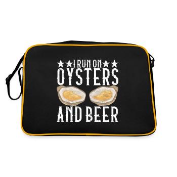 Austern Austernliebhaber - Retro Tasche - Schwarz/Gold - Hinten