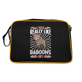 I love baboons - Baboon - Retro Bag - black/gold - Back