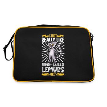 I love ring-tailed lemurs - ring-tailed lemurs - Retro Bag - black/gold - Back