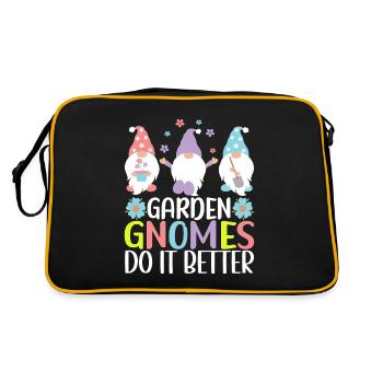 Gartenzwerge Gartenarbeit - Retro Tasche - Schwarz/Gold - Hinten
