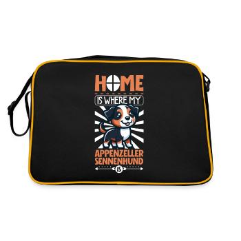 Zuhause - Appenzeller Sennenhund - Retro Tasche - Schwarz/Gold - Hinten